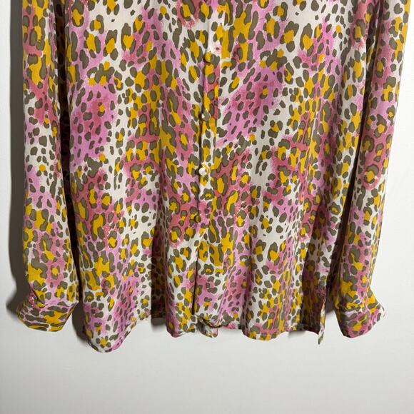 Suitsme Top Women XL Leopard Print 100%Silk Button Up Officecore Career Mobwife - Picture 4 of 8